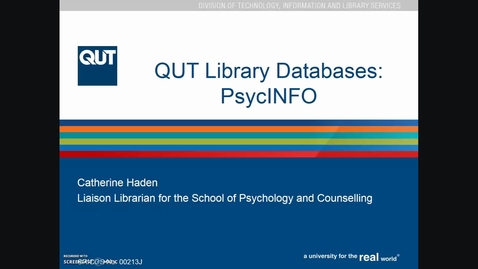 Thumbnail for entry QUT Library databases: Searching PsycINFO