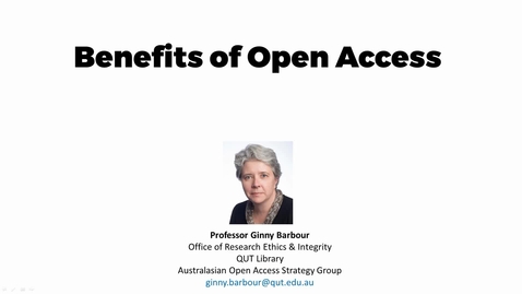 Thumbnail for entry Benefits of Open Access Publishing