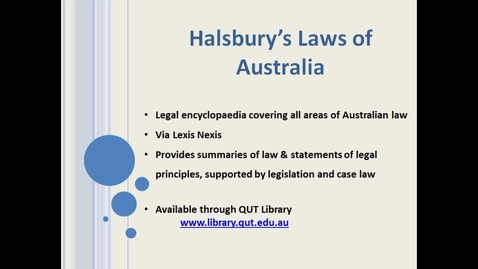 Thumbnail for entry Searching &amp; browsing Halsbury's Laws of Australia